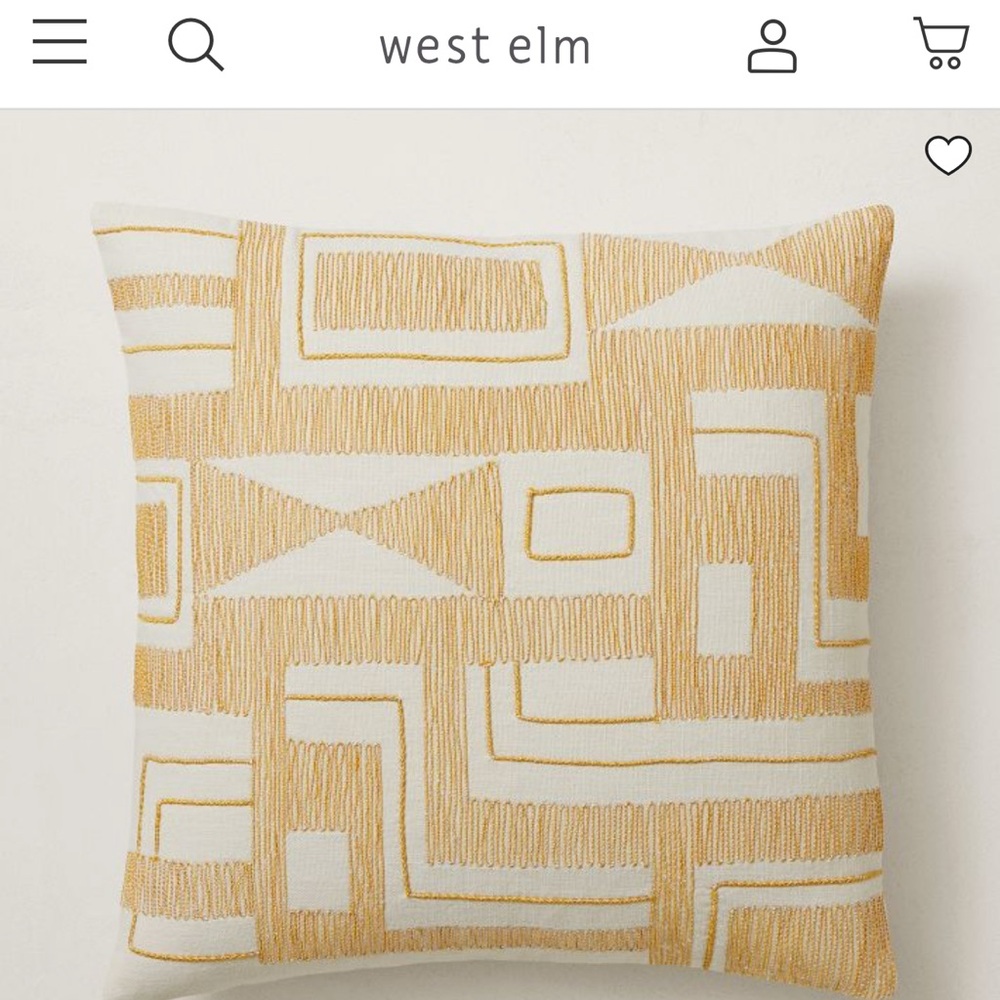 West Elm - Embroidered Blank Shapes Pillow Cover, 20"x20", Dark Horseradish